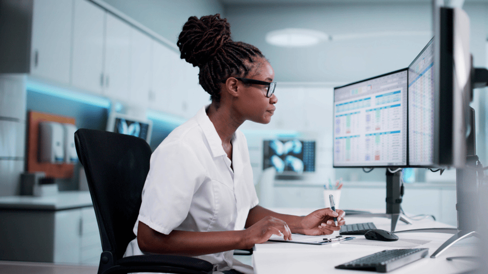 nurse studying in hospital