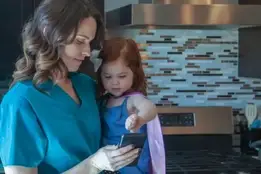 travel nurse at home with daughter