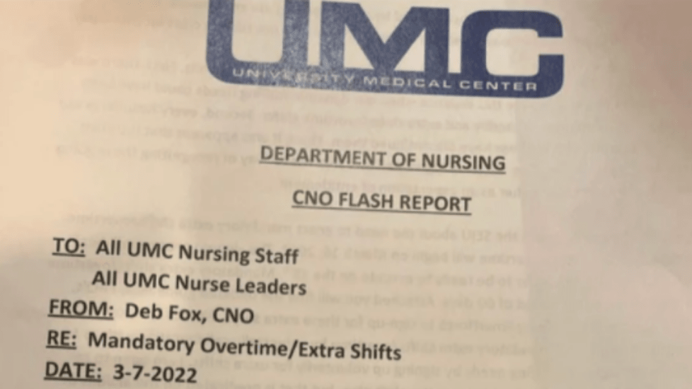 UMC Requires Mandatory Overtime For Nurses Due To Staffing Shortages