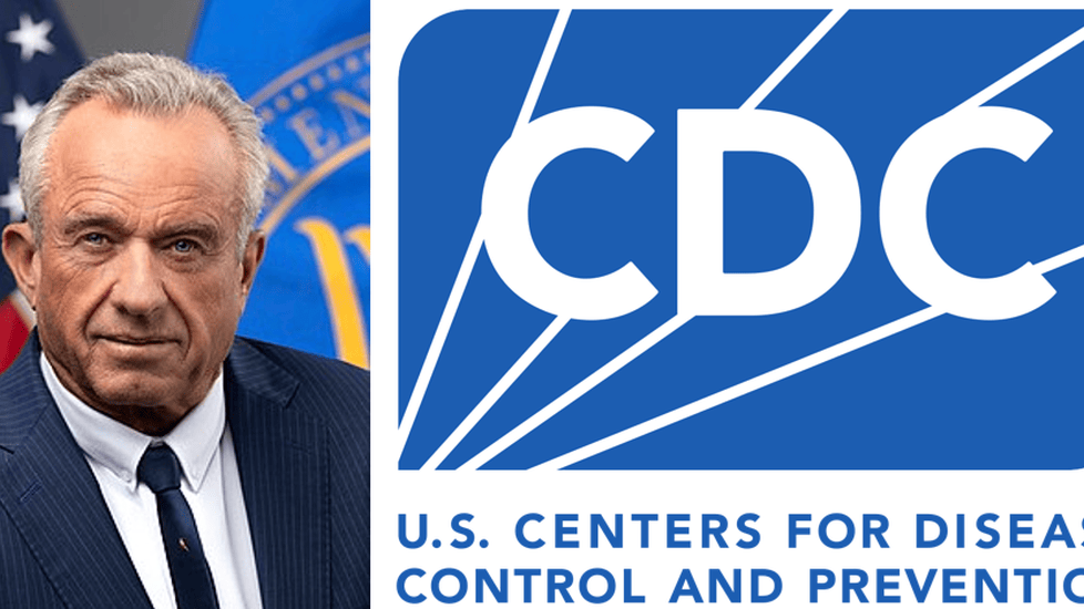 Robert F. Kennedy Jr. beside the CDC logo.