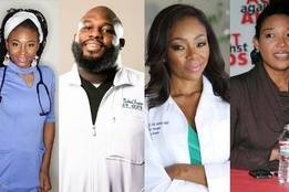 Four black nurses in work attire