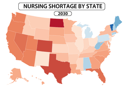 Nursing shortage by state map