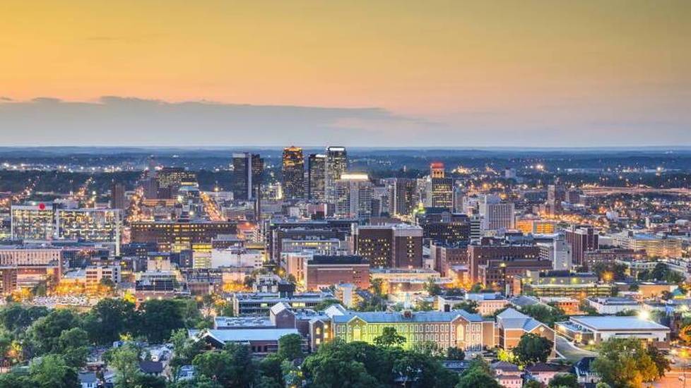 Alabama city skyline with ocean in the background