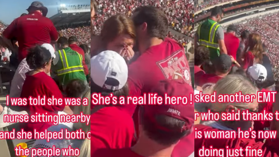Off-Duty Nurse Saved 2 People, EMT and Fan At Alabama Football Game, Video Shows