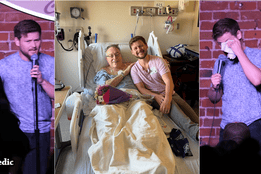 Drew Lynch on stage performing during a comedy show when Richard Wende goes into cardiac arrest. The two men meeting after in a hospital as Wende recovers.