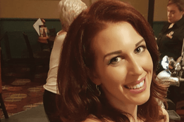 Nurse Rhian Collins smiling at event