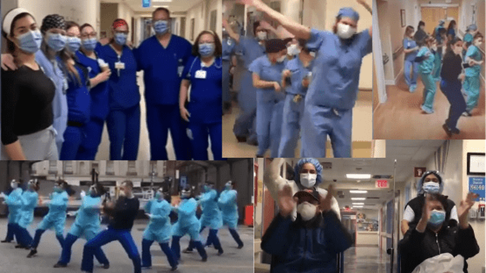 Compilation of two tiktok videos of nurses