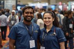 male and female nurse at conference