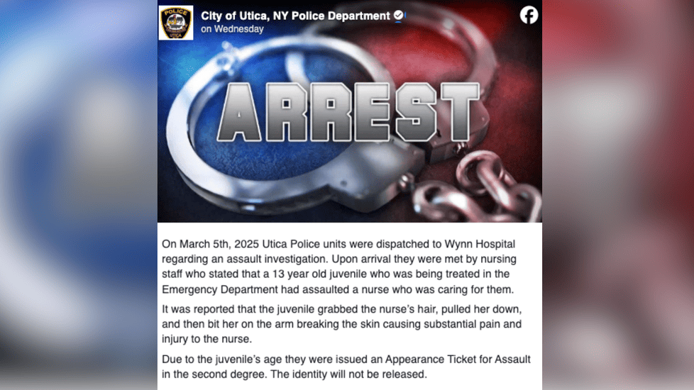 Child (13) Who Bit Nurse Charged With Felony Assault