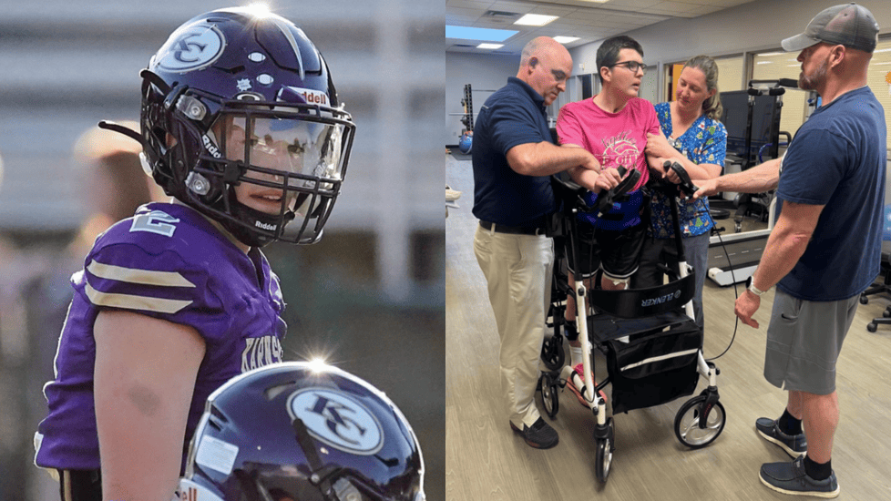 Nurse Gifts 2 Walkers to High School Quarterback Recovering from Brain Injury