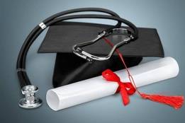 Graduation cap with stethoscope