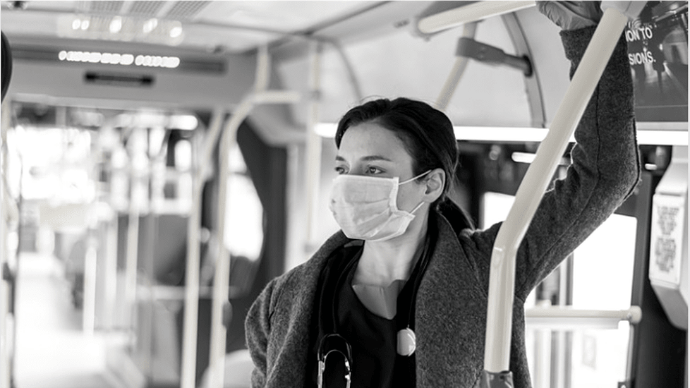 Travel nurse on a bus