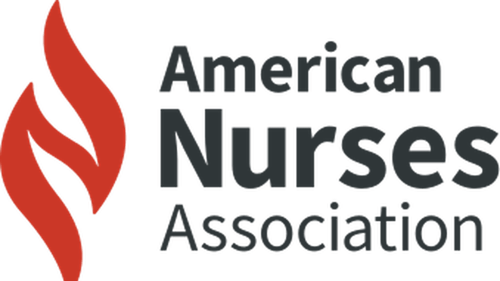 American Nurses Association logo featuring a stylized red flame symbol to the left of the organization’s name in black and bolded “Nurses.”