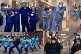 Compilation of two tiktok videos of nurses
