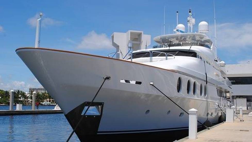Yacht docked on a sunny day