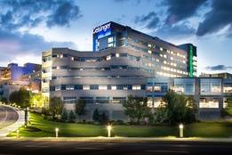 Geisinger Medical Center in Danville, Pennsylvania, at dusk.